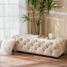 Christopher Knight Home Morris Fully Tufted Rectangular Ottoman, Ivory