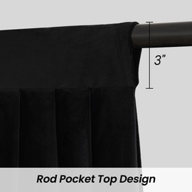 Phating - Cortinas de terciopelo negro para ventana, cenefa, con bolsillo para barra, cortinas de cenefa de cascada para recámara (1 panel, 59 pulgadas de ancho, negro)
