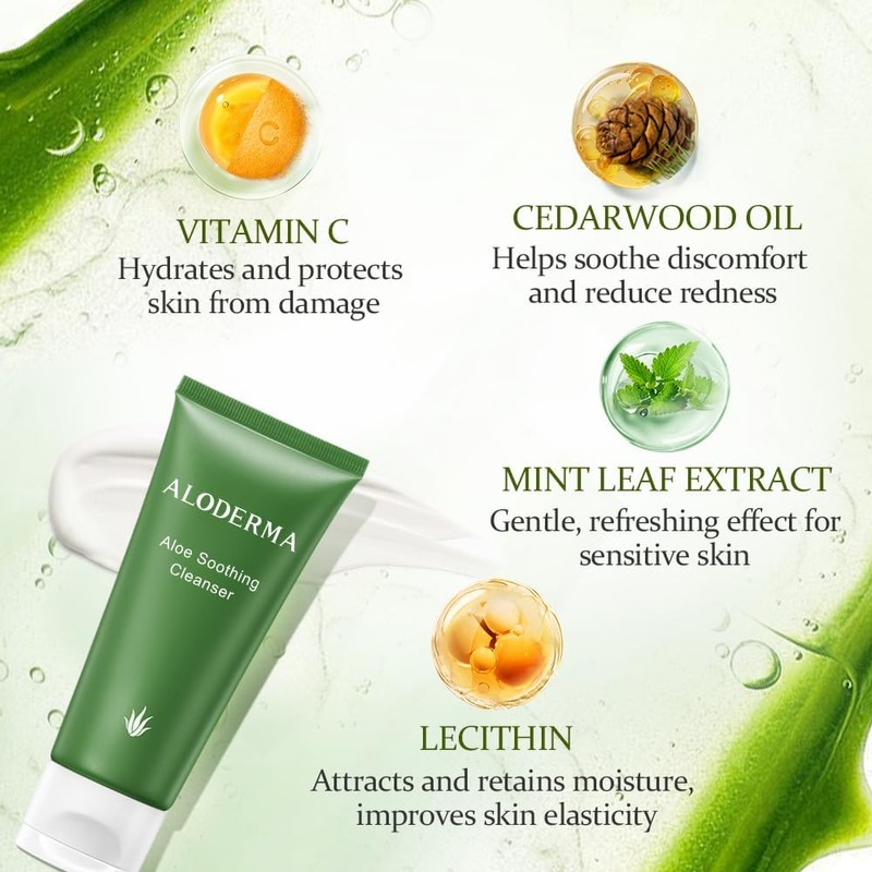 Aloderma Limpiador Calmante Para Piel Sensible Elaborado Con 76% De