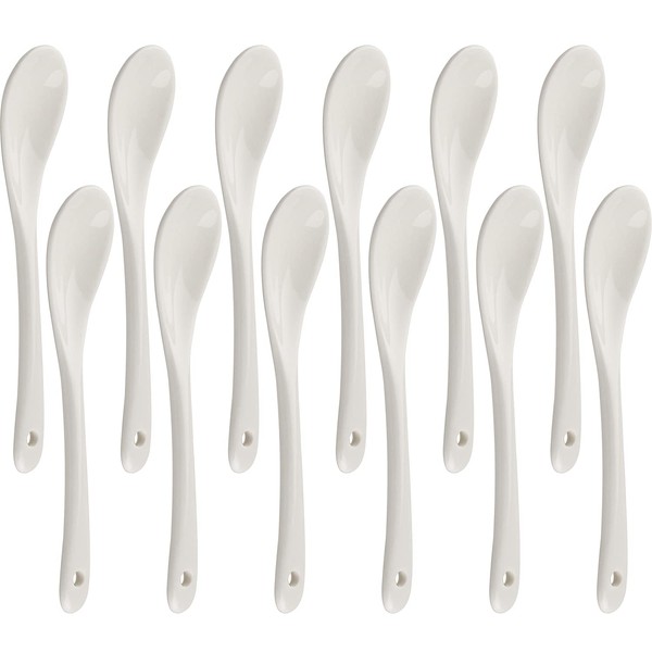 Leegg Porcelain Egg Spoons Set of 12 Ceramic Spoons Teaspoons for Coffee Tea and Desserts Spoon