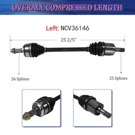 Maxfavor CV Axle Front Compatible With Honda Civic EX LX 2.0L Automatic CVT Trans 2016 2017 2018 2019 2020 2021, Left Right (Driver Passenger) Front CV Axle Joint Assembly Set