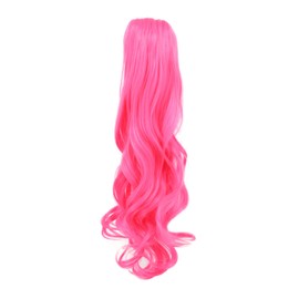 karlery Curly Clip In Thick Claw Drawstring Ponytail Extension Multi-colored Hair Pony Tail Hair Extension (Hot Pink)