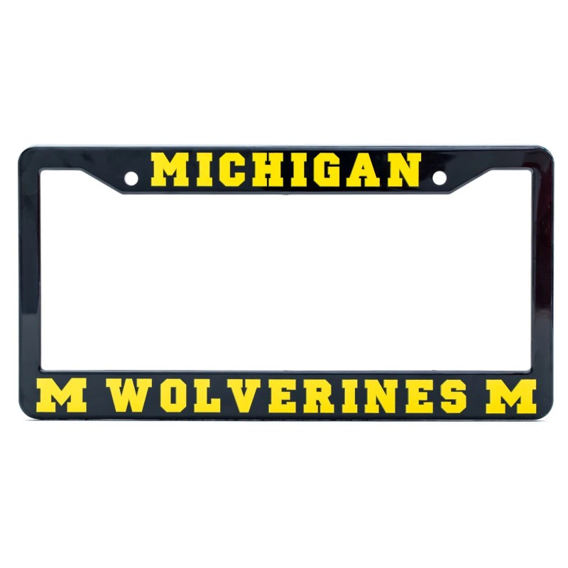 EliteAuto3K Michigan Wolverines License Plate Frame Cover – Black &