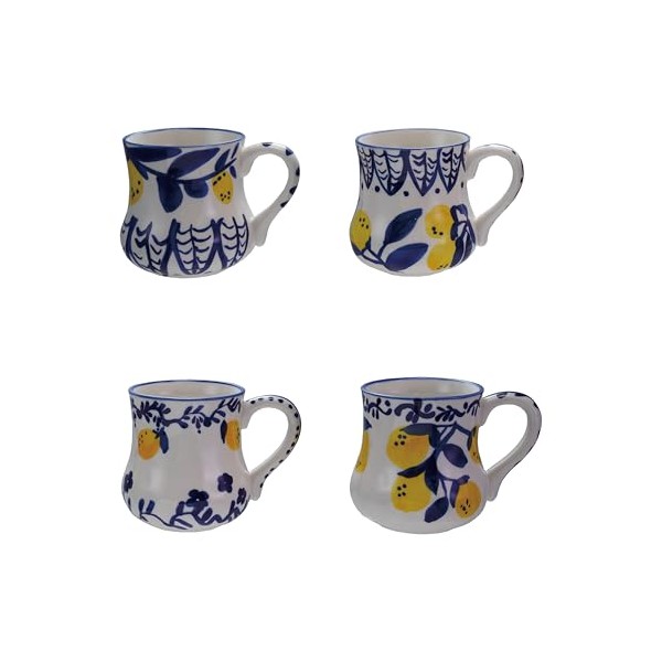 Creative Co-Op 4-Piece 16-oz Stoneware Mug with Lemons, White