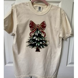Comfort Colors Christmas Tree Bow Shirt for Women Christmas Coquette Tree
