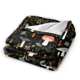 Stylish Mushroom Leaves Blanket, Soft Blankets Flannel Bed Throw Cozy Lightweight Plush Gifts for Women Men Boys Girls Kids Sofa Couch Bedroom Living Rooms Warm All Season, Home Decor, 60"x50"