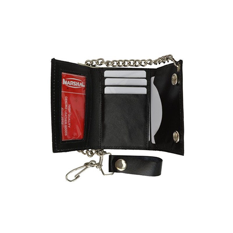 Genuine Leather Trifold Biker Chain ID Card Holder Wallet Spider