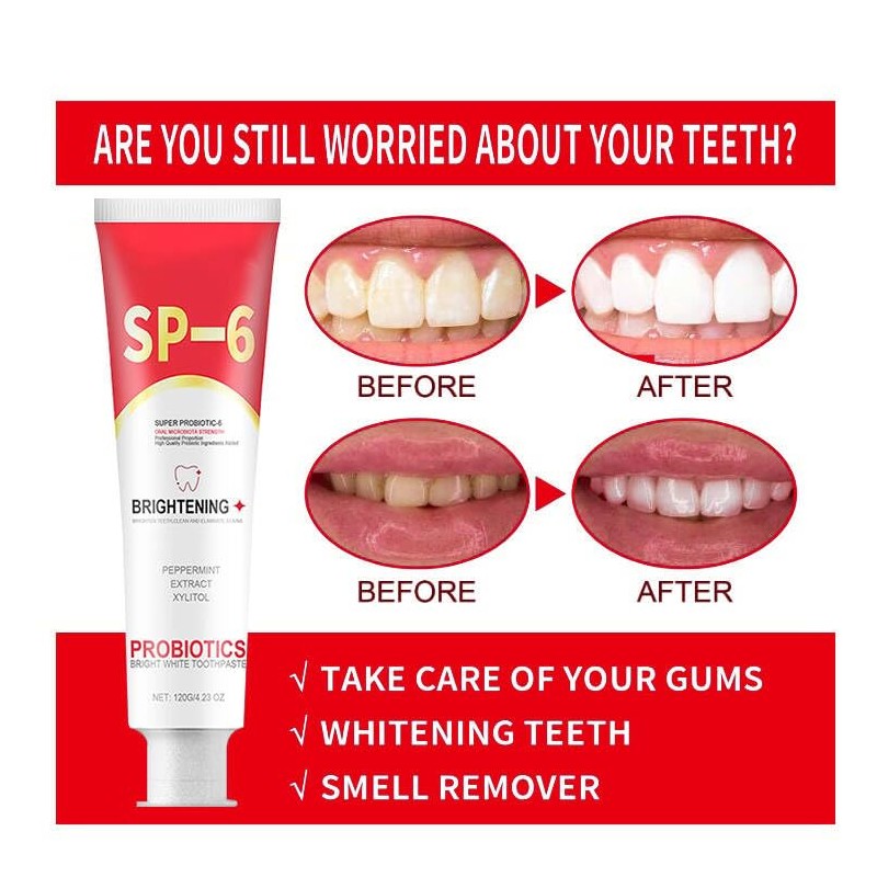 Toothpaste White Teeth, Sp-6 Probiotics Bright White Toothpaste, Ultra Whitening