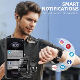 DUREXO Smartwatch, 5ATM Waterproof Fitness Men's Smartwatch, 1.69'' Touch Screen Fitness Watch, Multi-Sport Mode Smartwatch, Compatible with Android iOS Phones