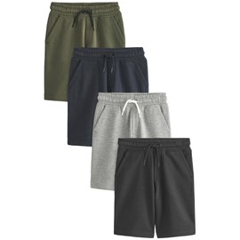 NEXT Basic Jersey Shorts - Pack of 4, Black/Navy Blue
