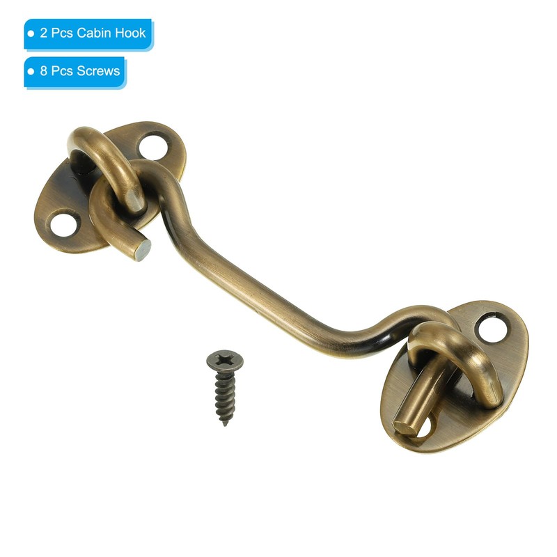 PATIKIL 4 Inch Hook Eye Latch, 2 Pack Carbon Steel