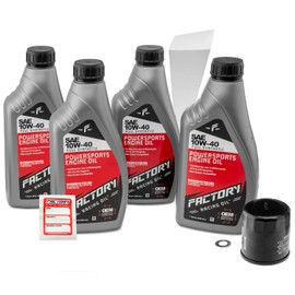 Factory Racing Parts SAE 10W-40 Full Synthetic 4 Quart Oil Change Kit Replacement For Kawasaki