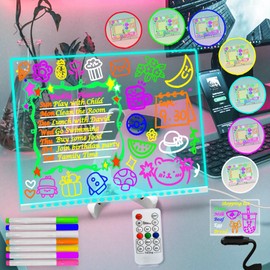 Fanrui 15.75" x 11.81" LED Light-Up Whiteboard - Remote Control, 7 Color Changing, Timer & Dimmer | Dry Erase Drawing Board for Kids, Glow Memo Planner for Office, School, Home, Classroom, Kitchen