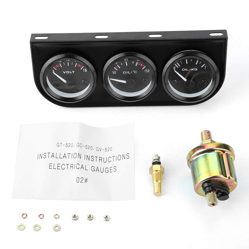 Triple Gauge Kit, 3-in-1 Triple Gauge Kit, Voltmeter, Water Temperature,