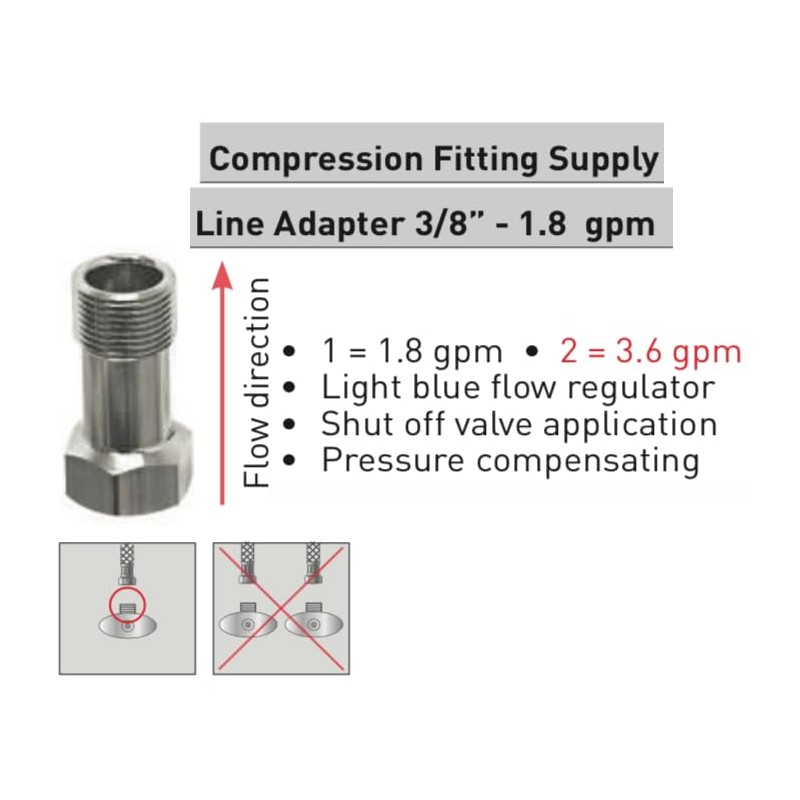 Neoperl 3/8"" Supply Line Compression Adapter (For Single Line inlet)