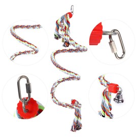 Yosoo Bird Rope Biting Toy, 1.6 Meter Hanging Type Biting Toy for Small Animal Exercise Stress Relief Safety Colorful Standing Swing