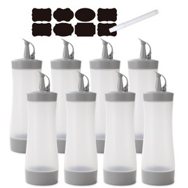 Qiuhome Condiment Squeeze Bottles Sauces Ketchup Bottles Squeeze Bottles Liquids, Oil - 12 oz (A 8 Pack, Gray)