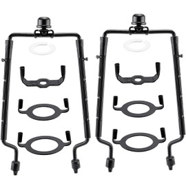 Mornajina 2Packs 7 8 9 10 inch Lamp Shade Harp Holder, Adjustable Lamp Harps and Finals, Fit both Standard Lamp Rod and E26 E27 Light Base UNO Fitter Adapter Converter Finial Set (Black)