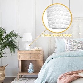 Sucolite Small Table Lamps Set of 2, Bedside Nightstand Lamps for Bedroom Kid’s Room, Cute Desk Lamps with Studded Texture Base for Reading Nursery Living Room Office, White