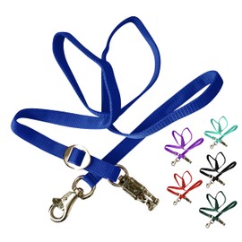 Majestic Ally Double Thick 36" to 72" Trailer Tie for Horse Haulage, Cross tie with Adjustable Buckle, Panic Snap and Bull Snap – 1" Wide by 36" to 72" Long (Royal Blue)