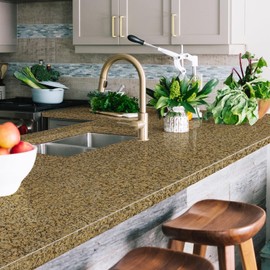 STICKGOO Self Adhesive Contact Paper, Peel and Stick Granite Contact Paper for Countertops, Waterproof Wallpaper for Kitchen Cabinets, Removable, Renter-Friendly, Giallo Cecilia, 35.8" x 78.7"