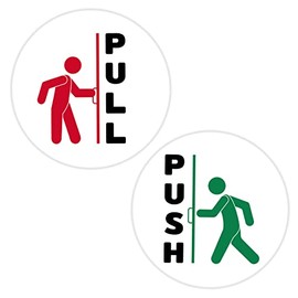 Professional, XL 5 Inch Push Pull Door Sticker Set 2 Pack. Extra-Large, Instructional Decals for Business Office or Home Use. Unique Water-Resistant Push and Pull Signs for Doors is Great for Stores