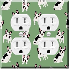 Double Duplex Outlet Cover Wall Plate - Cute French Bulldog