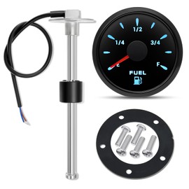 Fuel Level Indicator with Fuel Level Sensor, 0-190 Ohms 7 Backlight Universal Car Fuel Level Indicator Tank Meter with Water Level Sensor Fuel Sensor for Boat, Motorhome