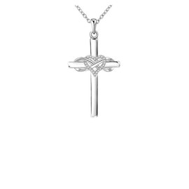 VONALA Cross Necklace for Women 925 Sterling Silver Cross Infinity Heart Pendant Christian Faith Jewelry Gifts for Women