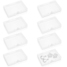 8 pcs Travel Portable Cotton Pad Holder,Rectangular Mini Clear Plastic Storage Containers Box with Hinged Lid for Cotton Round,Jewelry,Business Card,Beads and Other Small Craft Items (Transparent)