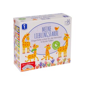 Feuchtmann My favourite colour painting set, 6 x 75 g creamy finger paints in tubes + 2 painting cards, safe natural water-based paint, skin-friendly, washable, children's colouring colours from 2