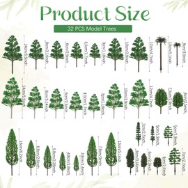 Thiccywoov 40 Pcs Diorama Supplies Kit Include 32 Miniature Trees 1.2-6.2 Inch Mini Mixed Model Trees Plastic Fake Architecture Trees 8 Bags Scenery Basing Material Kit for DIY Craft (Scenery Trees)