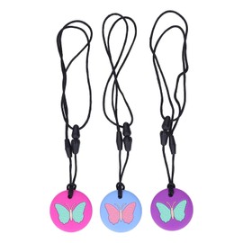 Collar de Dentición para Bebé, Juguete de Mordedor Sensorial de Silicona con Diseño de Mariposa, Teether para Niños y Niñas, 3 Unidades