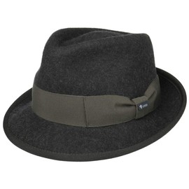 Lipodo Classic Wool Trilby Felt Hat Women/Men – Wool Hat Made in Italy – Hat Made of Wool Felt – Trilby Hat Summer/Winter – Fedora, charcoal