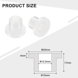 QUARKZMAN Flange Bushings Plastic Plain Bearings ID 12.5 mm x OD 15 mm x Length 17 mm Nylon Bushings White Pack of 12