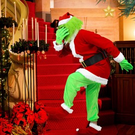 Infinity Gauntlet Green Big Monster Costume for Kids Boys Christmas Monster Furry Outfits Christmas Cosplay Costume Party Santa Suit