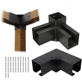 ColourTree Pergola Brackets for 4 x 4 Wood Post, 3-Way Corner Brackets, Powder Coated Steel, Pergola Kit for Gazebo, Patio Pergolas, Gardens - 2 PCS