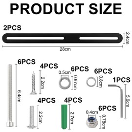 NewZC Mounting Set for Fence Post Box Black Letterbox Attachment Double Rod Mat Fence 280 x 24 mm Stainless Steel Post Boxes Mounting Set with M5 Screws Nuts and Hex Key