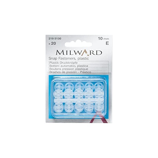 Milward Plastic Snap Fasteners, 10mm, Transparent, 2195130