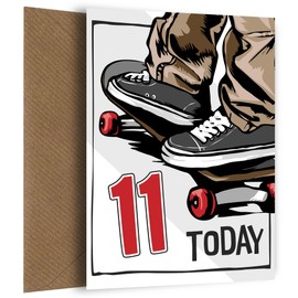 Skateboarding 11th Birthday Card for Boy - 11Yrs Bday Card for Son, Great Grandson, Nephew or Brother. Happy Birthday Card for 11 Year Old Skateboarder Boy