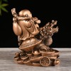 BRASSTAR 4.5in(H) Resin Laughing Buddha on Dragon Turtle Figurine Wealth