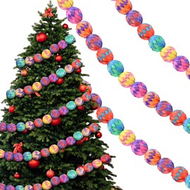 Soulchen 6 ft Mexican Straw Ball Garland Colorful Woven Christmas Garland Day of The Dead Cinco De Mayo Hanging Decorations Ornaments for Xmas Tree Home Mexican Fiesta Holiday Party Supplies