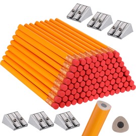 Fainne 102 Pcs Back to School Classroom Supplies Bulk 96 Jumbo Large Giant Fat Thick Pencils 6 Sharpeners for Kids Beginners Preschoolers Kindergarten Students Teachers(Orange,Triangle)