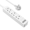 JSVER Extension Lead USB, Power Socket with 3 Outlet 4