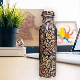Mandala Art Printed Copper Water Bottle, Tumbler – 100% Pure Copper, Printed Art Design, Ayurvedic Wellness Bottle, Handcrafted.