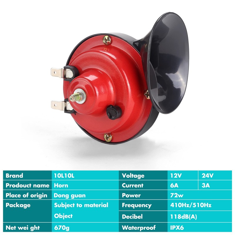 10L0L Universal Golf Cart Horn Set 12V Waterproof Electric Snail