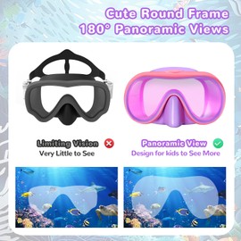 Keary Kids Swim Goggles with Nose Cover Swimming Goggles for Kids 6-14 8-12 age 4-7 3-6 3-5 Snorkel Mask for Toddler Boys Girl Youth Child Anti Fog Diving Mask Pool Water Glasses Round Frame Leakproof