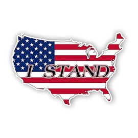 Magnet I Stand United States American Flag Magnetic vinyl bumper sticker sticks to any metal fridge, car, signs 5"