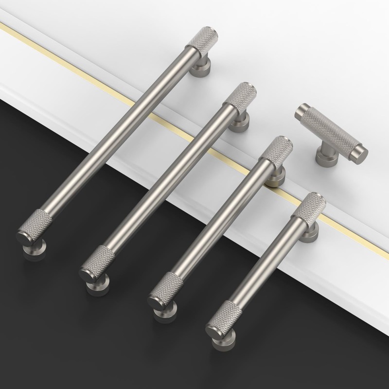 9BUILD 10 Pack Brushed Satin Nickel Cabinet Handles 128MM Hole