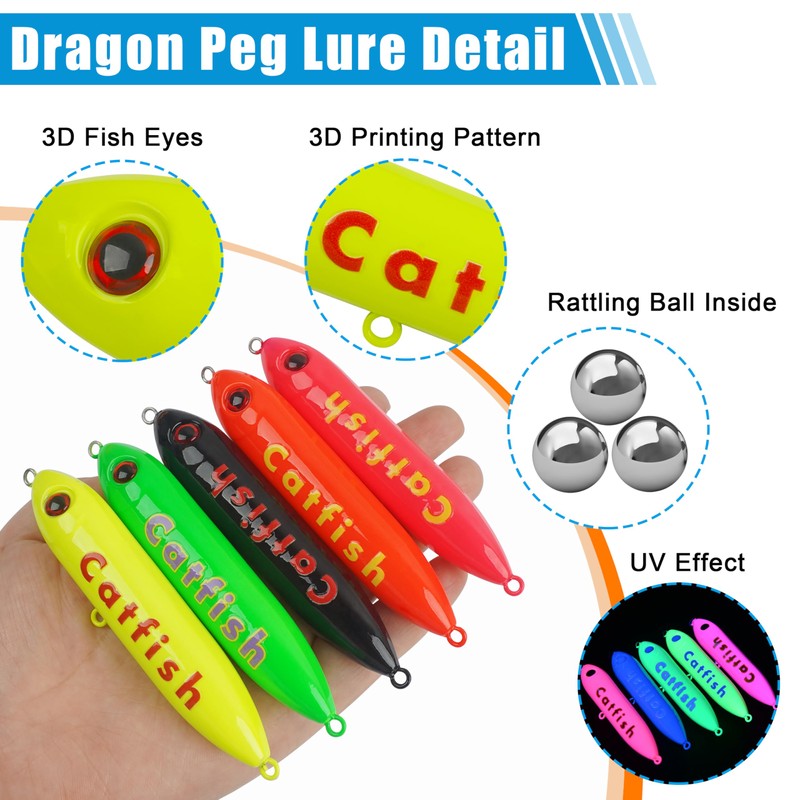 FUSIGO Catfish Rattling Line Float Lure Demon Dragon Catfish Floats